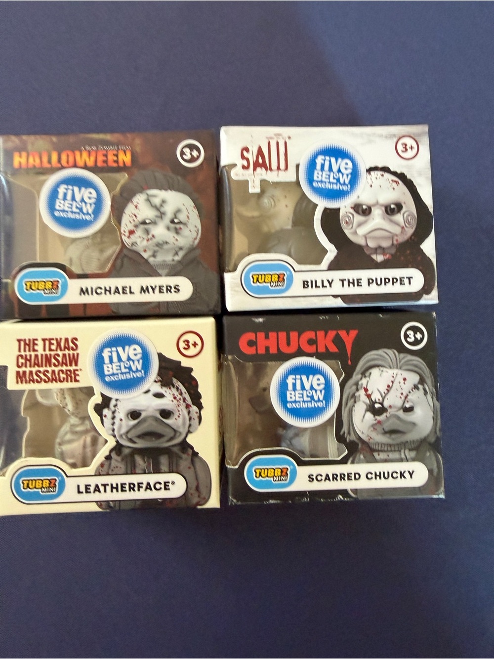 4 New Mini TUBBZ 2" Rubber Duck Bloodsplat Chucky Michael Myers Leatherface Saw
